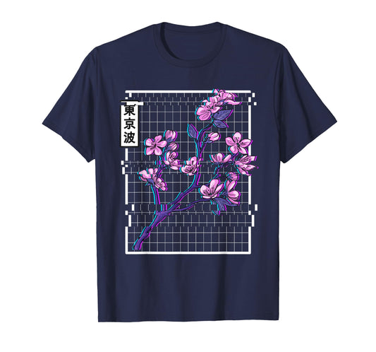 Cherry Blossom Glitch Vaporwave Aesthetic Pastel Japan Art T-Shirt