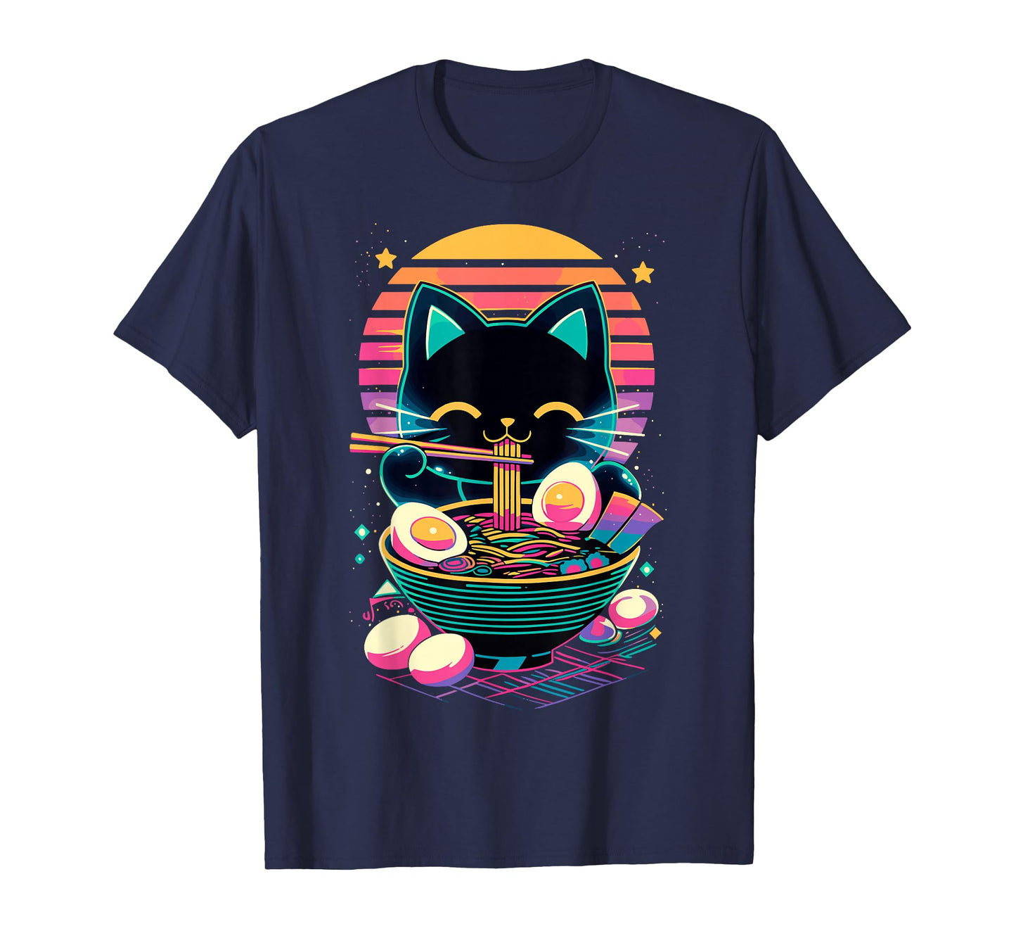 Anime Cat Eating Ramen Japanese Ramen Cat Japan T-Shirt