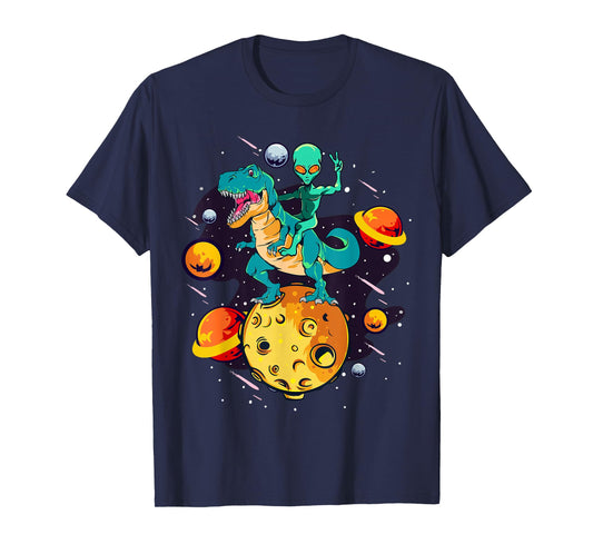 Alien Rides T-Rex - Dinosaurs From Outer Space T-Shirt
