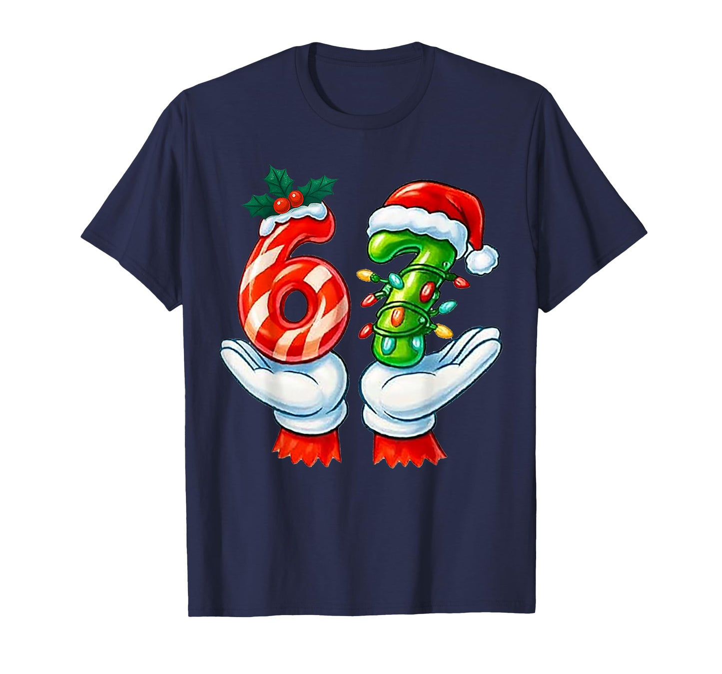 67 Christmas 67 Meme Gen Alpha Slang Candy Cane Xmas Holiday T-Shirt