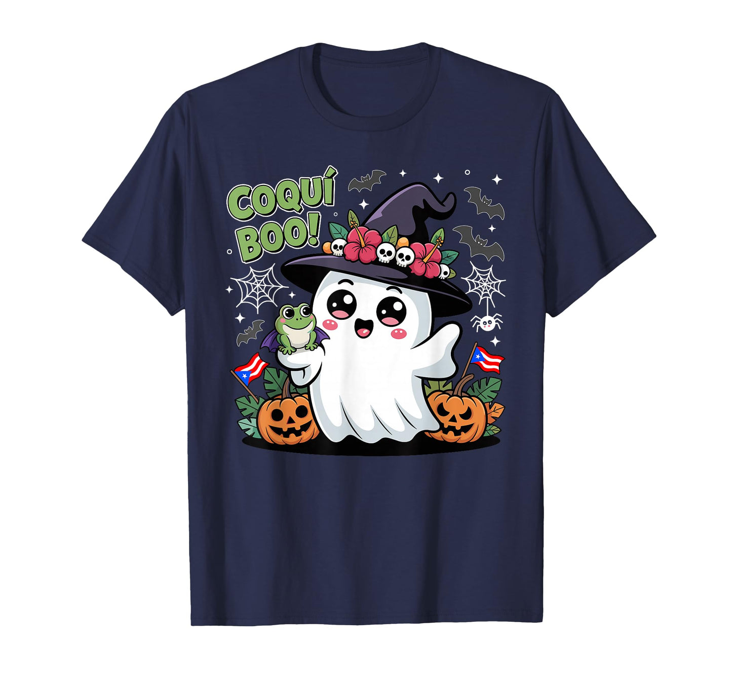Coquí Boo Puerto Rico Funny Halloween Boricua Ghost Costume T-Shirt