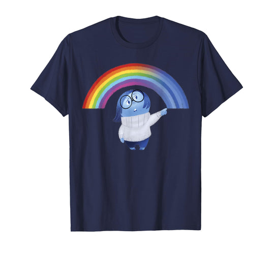 Disney Pixar Inside Out Sadness Rainbow Blue Gradient Logo T-Shirt