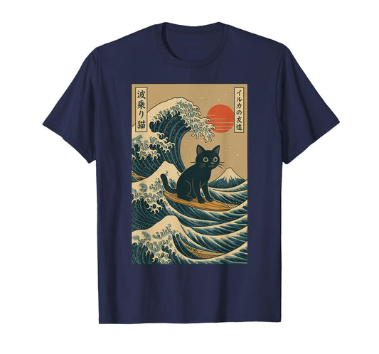 Cat Surfing Japanese T-Shirt