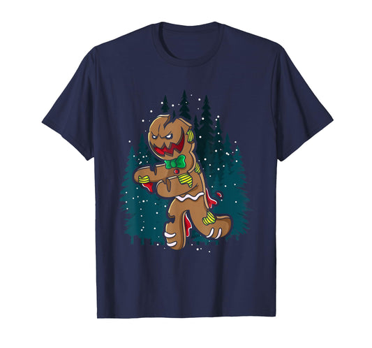 Creepy Zombie Gingerbread Man Funny Scary Christmas Holiday T-Shirt