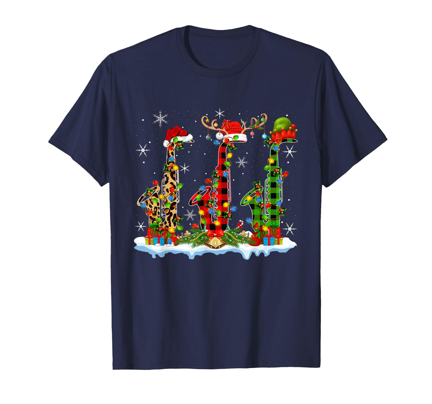 Saxophone Christmas Lights Marching Band Saxophone Jazz Xmas T-Shirt