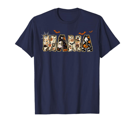 Mama Spooky Mom Trick Or Treat Halloween Ghost Witch Vampire T-Shirt