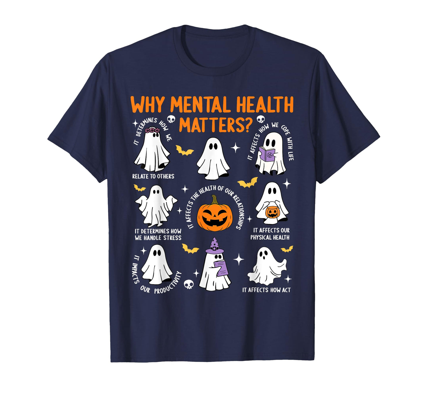 Why Mental Health Matters Halloween Ghost Boo Therapist Cute T-Shirt