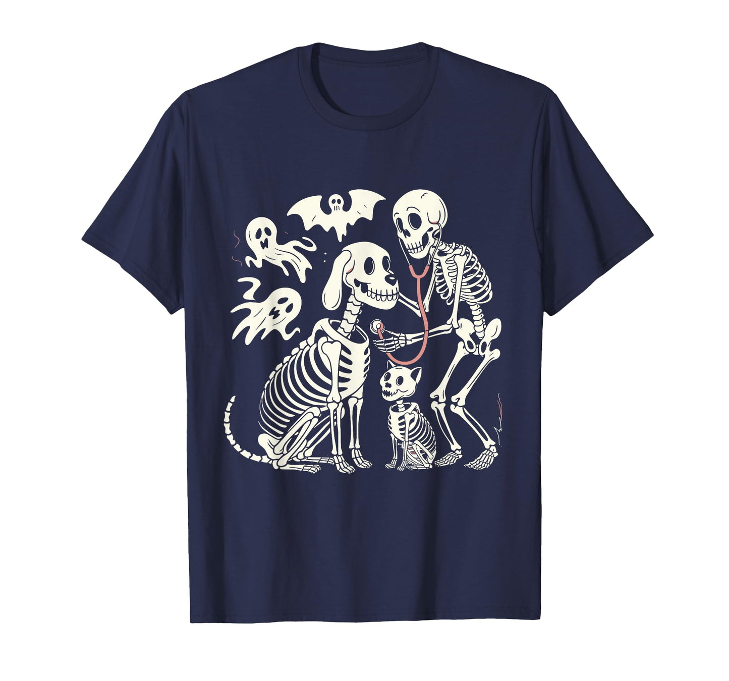 Funny Skeleton Veterinarian Animal Lovers Spooky Halloween T-Shirt