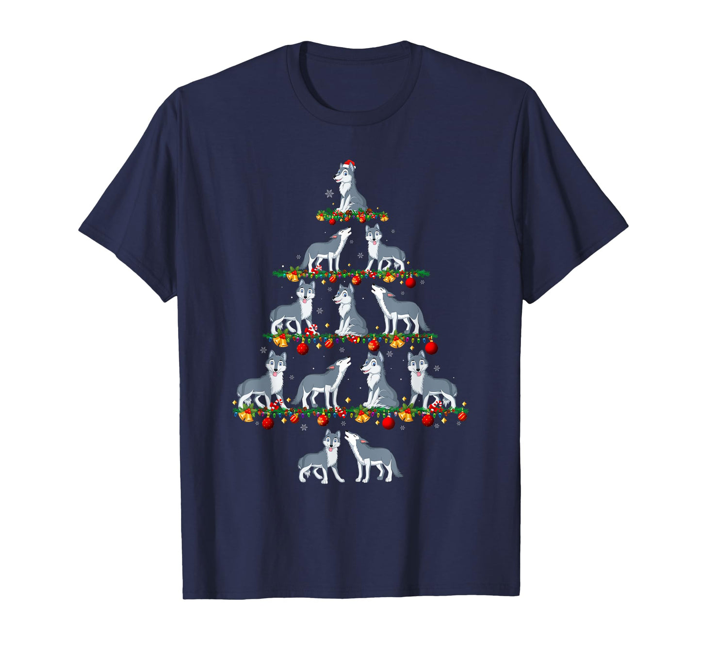 Family Pajama Sets Christmas Matching Wolf Xmas Tree T-Shirt