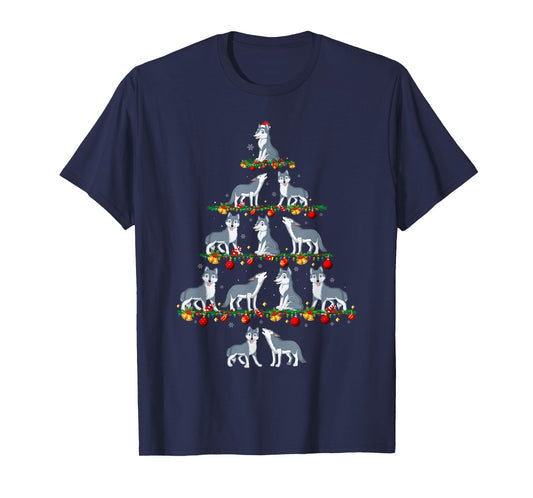 Family Pajama Sets Christmas Matching Wolf Xmas Tree T-Shirt