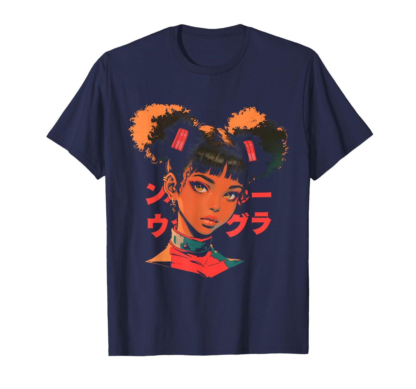 Harajuku Cyberpunk Black Girl Anime Manga Waifu Japanese T-Shirt