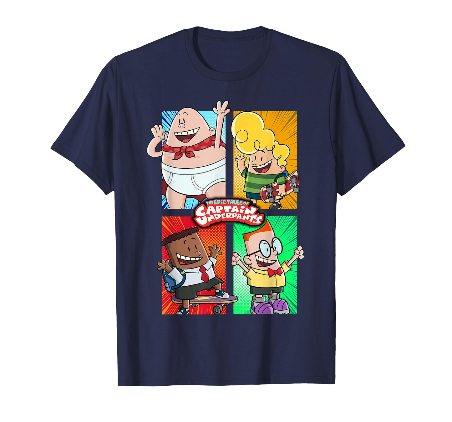 Captain Underpants The First Epic Movie 4 Square Friends T-Shirt