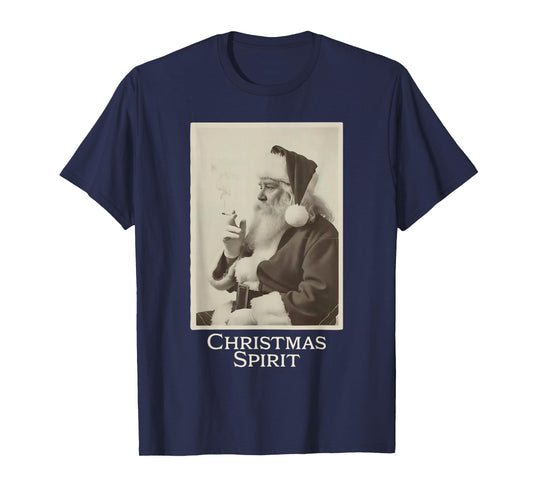 Vintage Funny Smoking Santa Claus Christmas Spirit Christmas T-Shirt