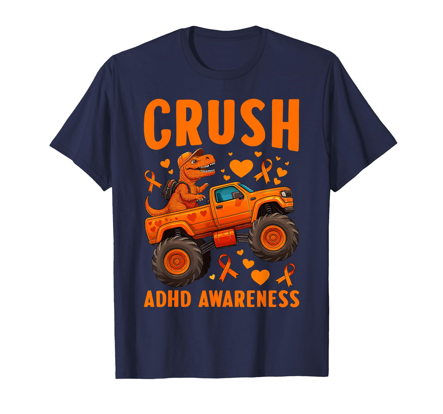 Funny Crush ADHD Awareness T-rex Monster Truck Kids Boy Girl T-Shirt