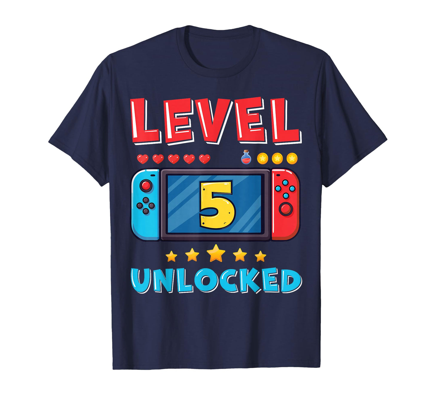 5 Year Old Bday Decorations Son Gamer Boy 5yr 5th Birthday T-Shirt