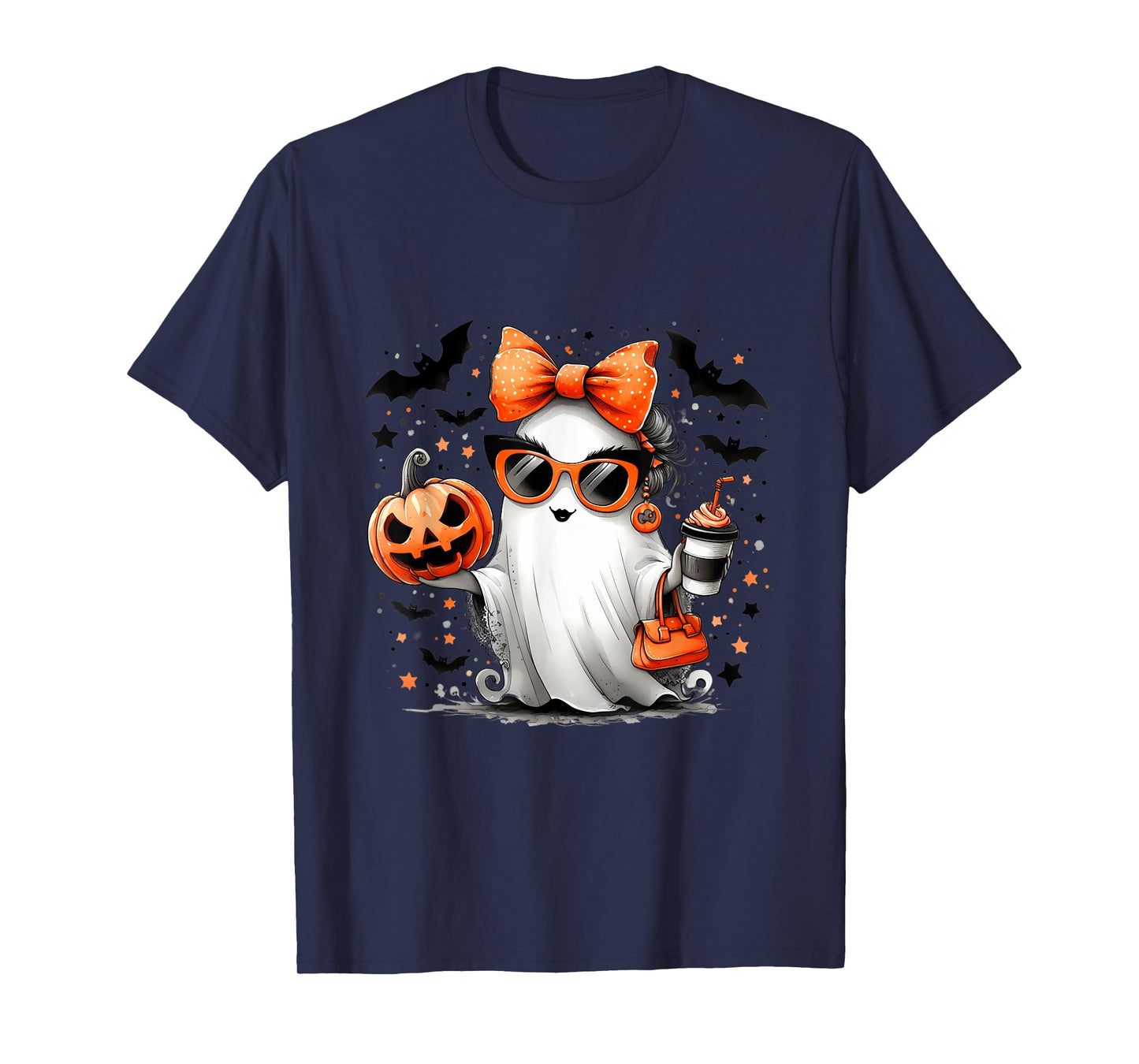 Cute Ghost Halloween Diva Cartoon Sunglasses Handbag T-Shirt