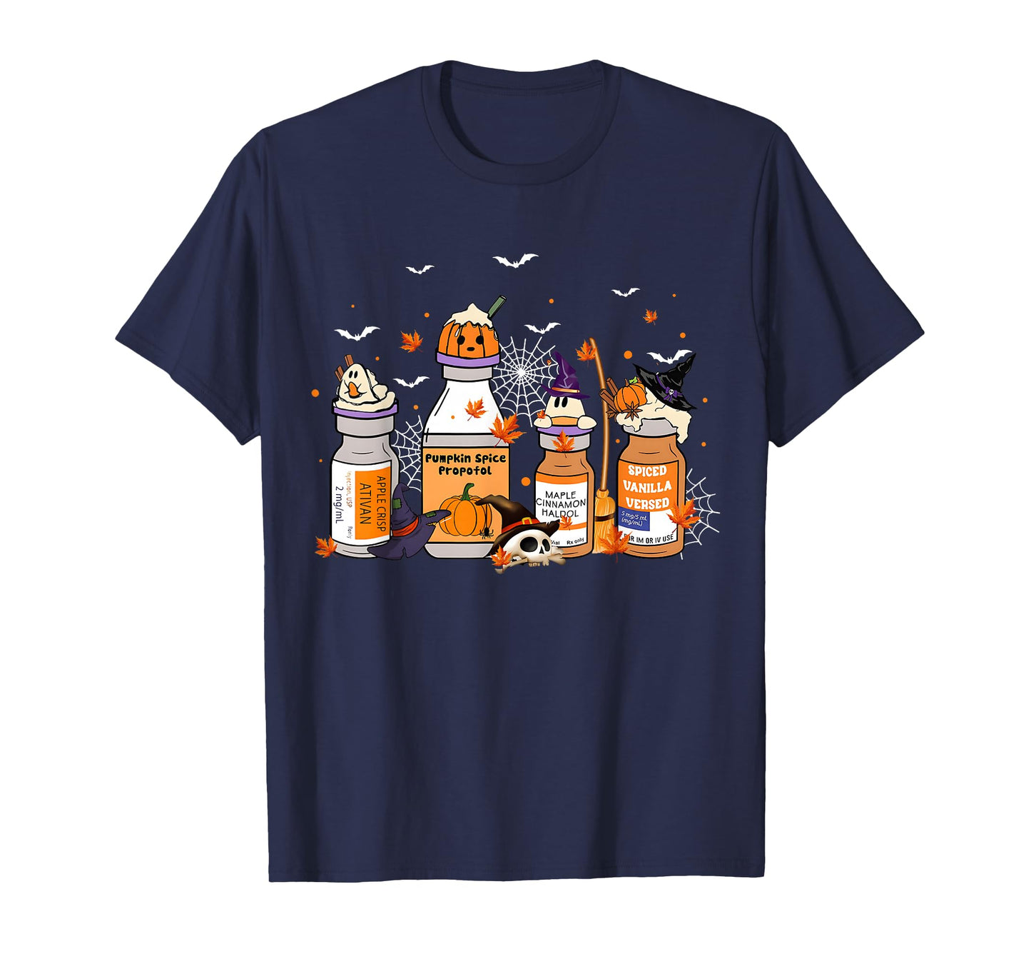 Halloween Rt Nurse Pills Pumpkin Spice Propofol ICU Nurse T-Shirt
