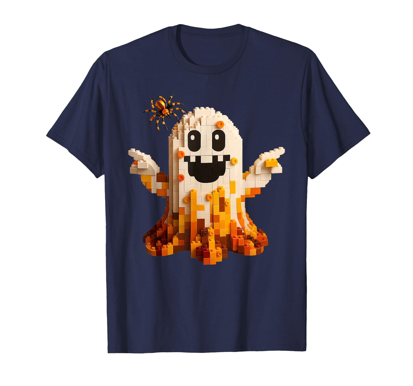 Ghost Building Blocks Bricks Halloween Master Builder Kids T-Shirt