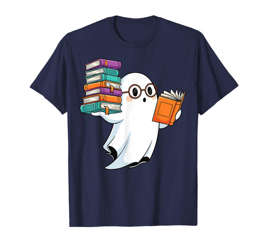 Ghost Reading Books Halloween Library T-Shirt