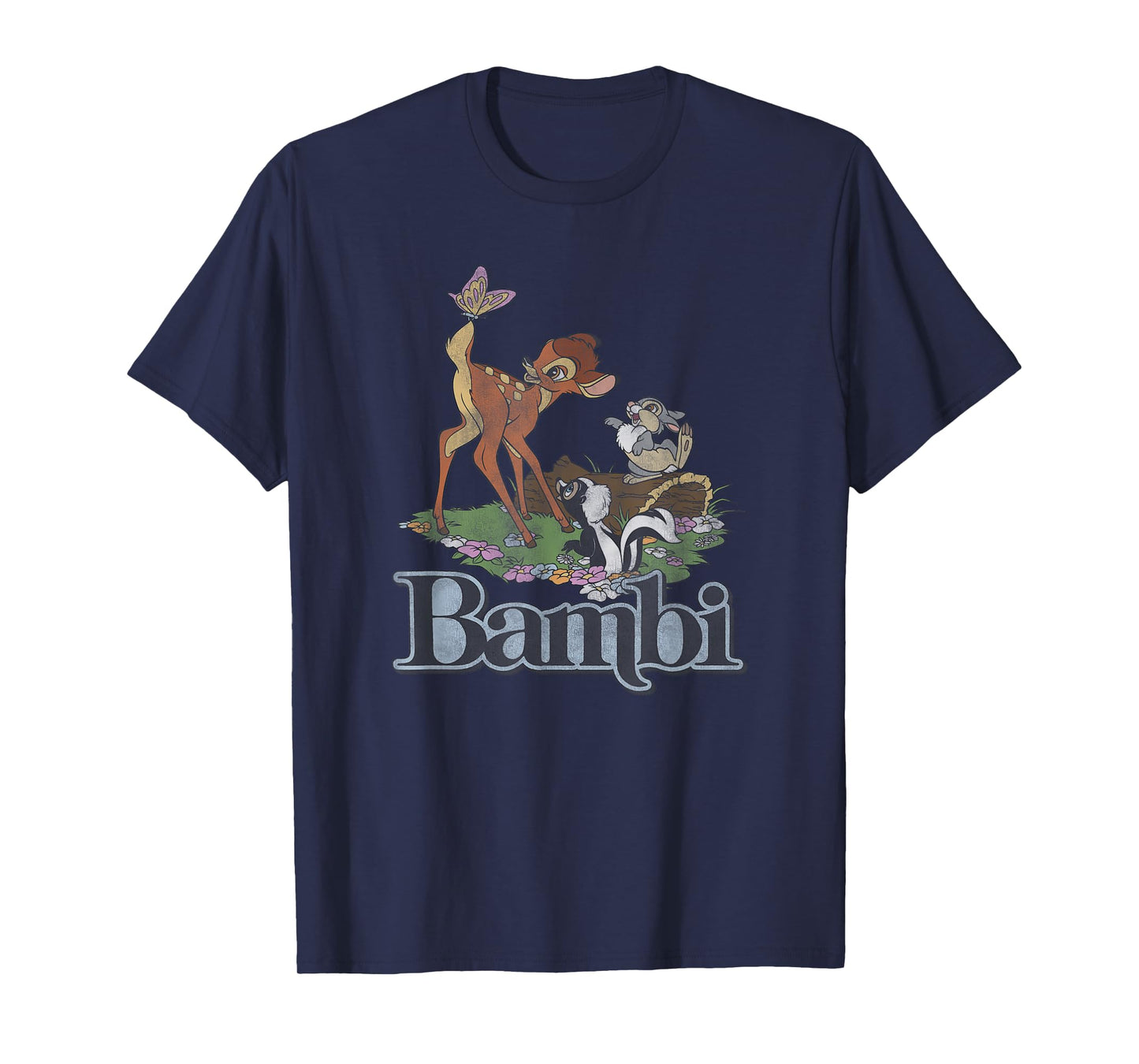 Disney Bambi Vintage Group Floral Poster T-Shirt