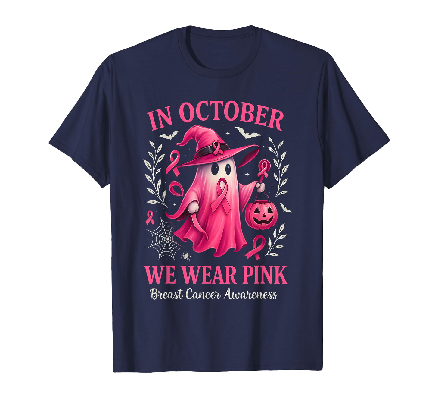 Breast Cancer Women Halloween in October We Wear Pink Gifts T-Shirt