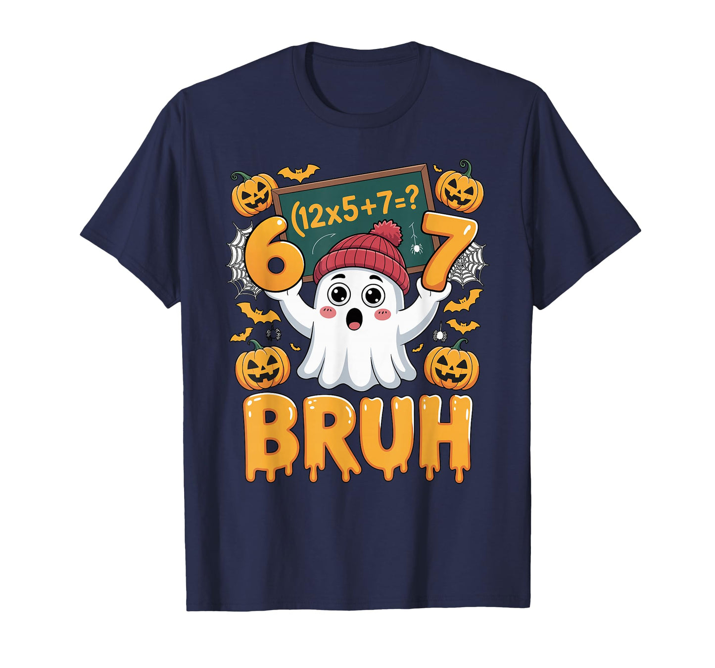 67 Teacher Halloween Ghost Six Seven Meme Math Humor Ghost T-Shirt