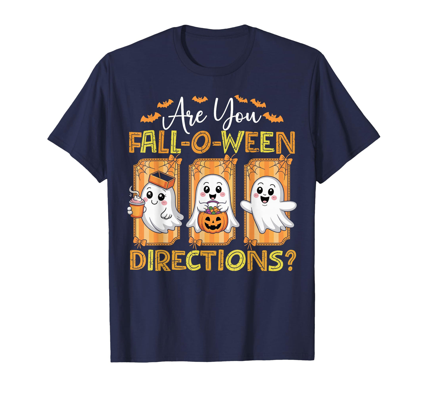 are You Fall O Ween Directions Funny Teacher Halloween Ghost T-Shirt