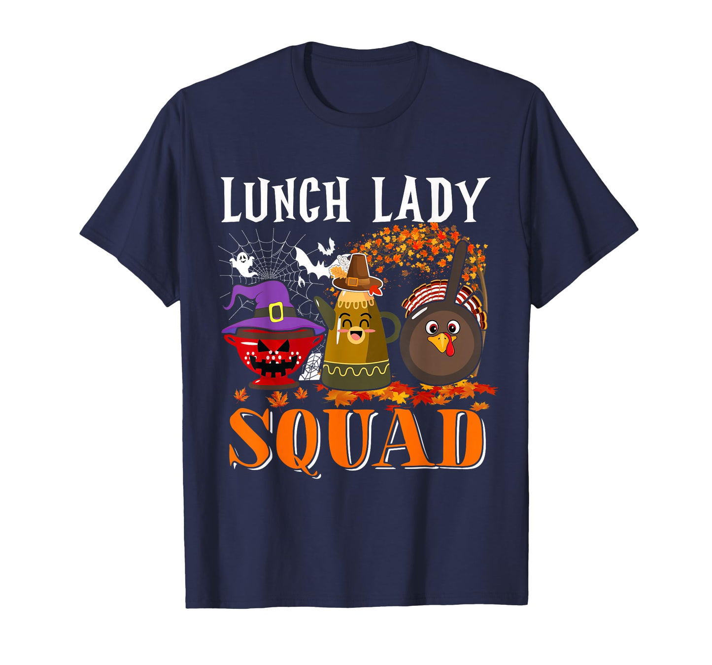 Lunch Lady Squad Thanksgiving Halloween Fall Tre Boo Ghosts T-Shirt
