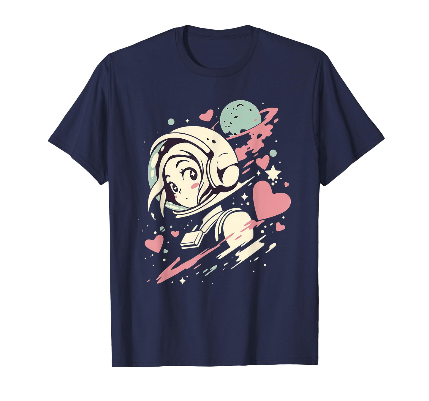 Teenage Girl Astronaut Space STEM Science Anime Hearts Girls T-Shirt