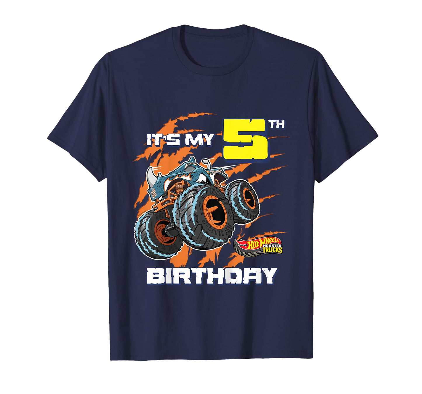 Kids Hot Wheels Monster Trucks - It's My 5th Birthday T-Shirt