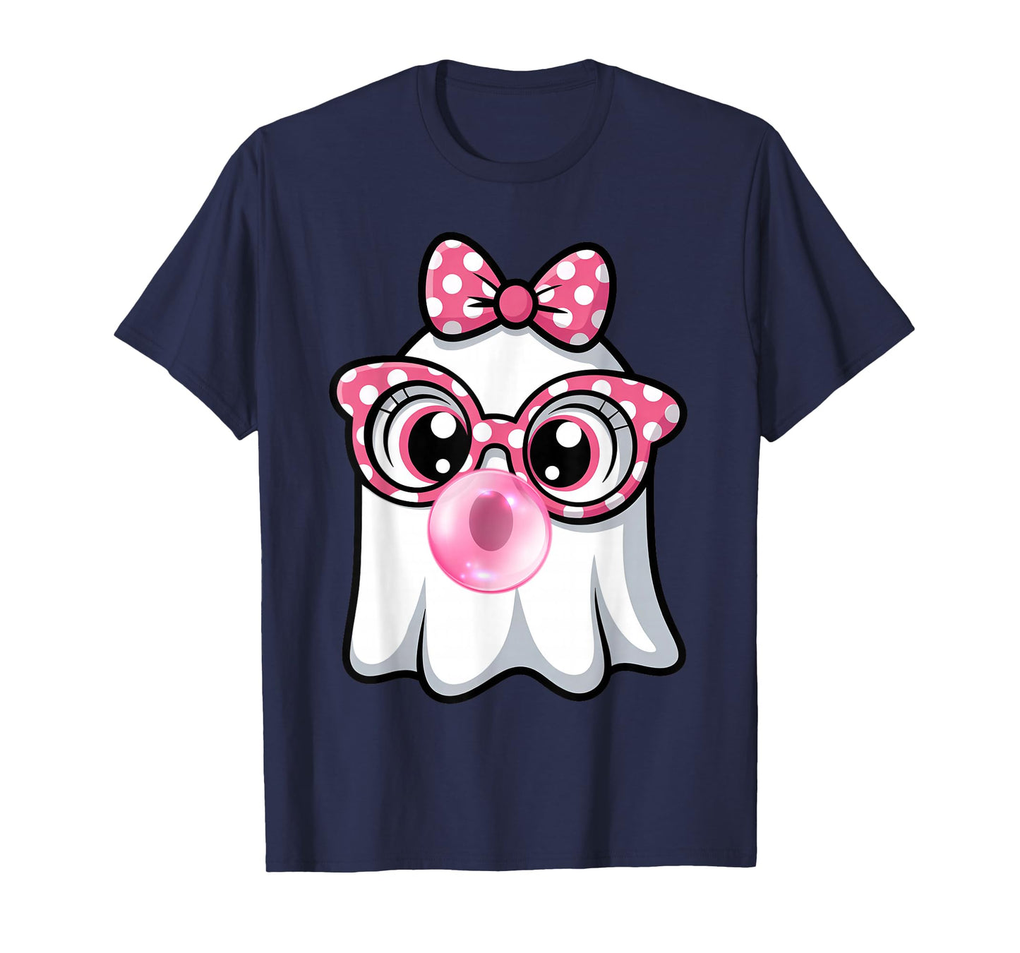 Cute Ghost Boo Pink Bow Sunglasses Halloween Girls Kid Ghost T-Shirt