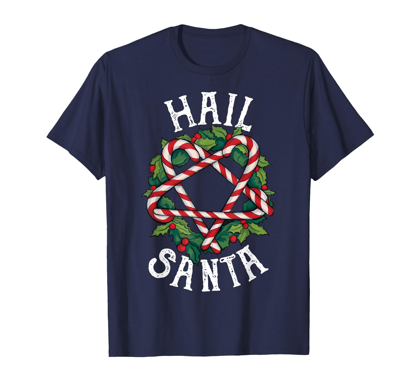 Hail Santa Candycane Pentagram Gothmas Funny Goth Christmas T-Shirt