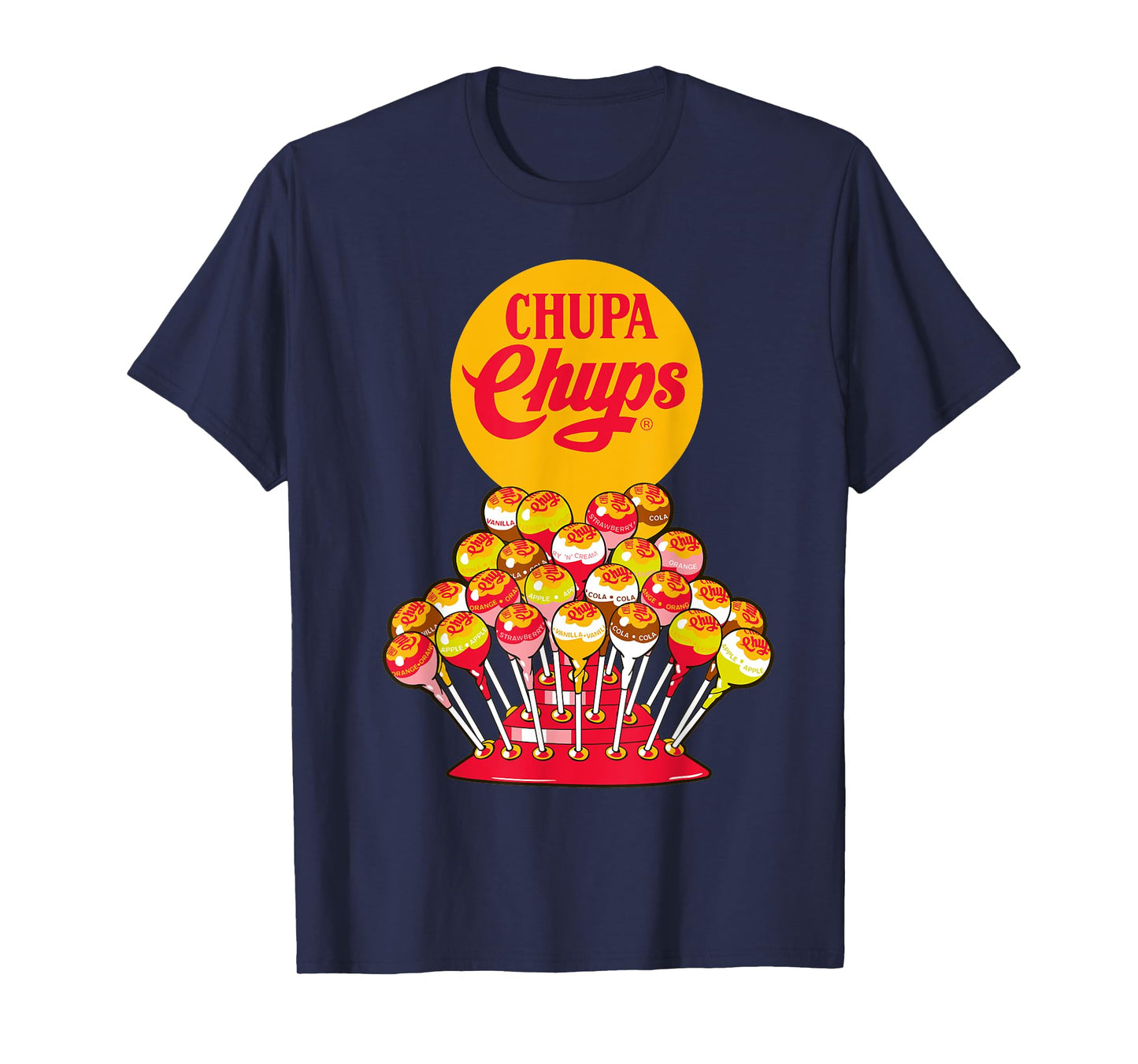 CHUPA CHUPS Retro Candy Brand T-Shirt - Men's Adult Unisex Black Short Sleeve Crew Neck Classic Fit Small