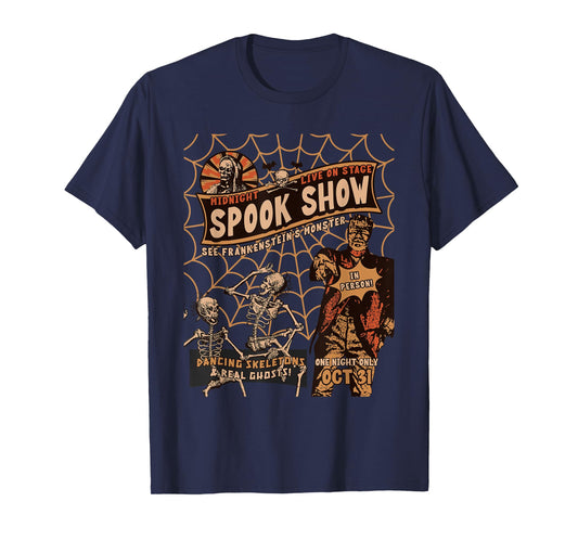 Retro Halloween Skeleton Horror Monster Midnight Spook Night T-Shirt