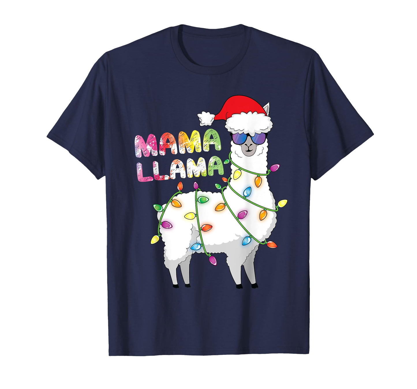 Mama Llama Women Funny Matching Christmas Llama T-Shirt