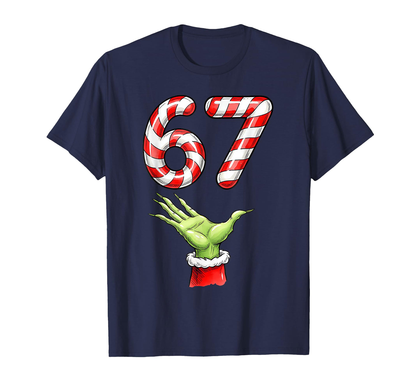 Santa Six Seven 67 Meme Christmas 67 Candy Cane Kids Boys T-Shirt