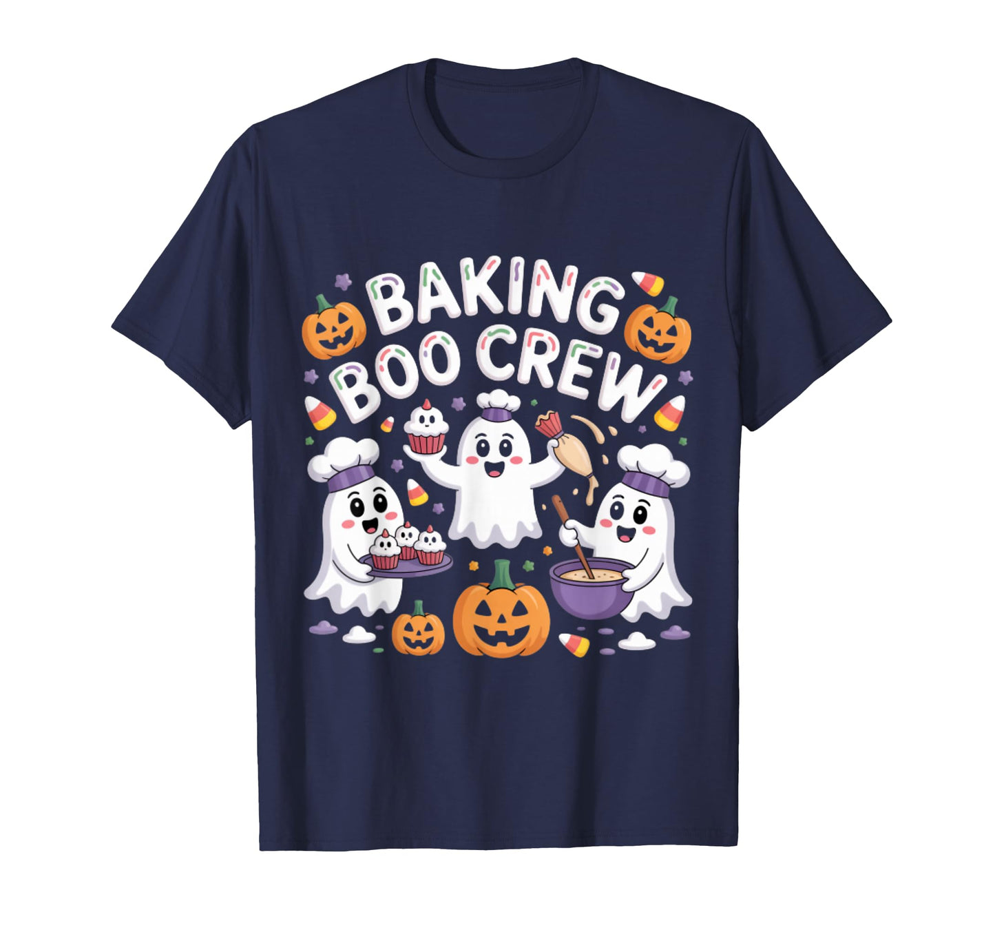 Baking Boo Crew Cute Halloween Ghost Cupcake Pumpkin T-Shirt