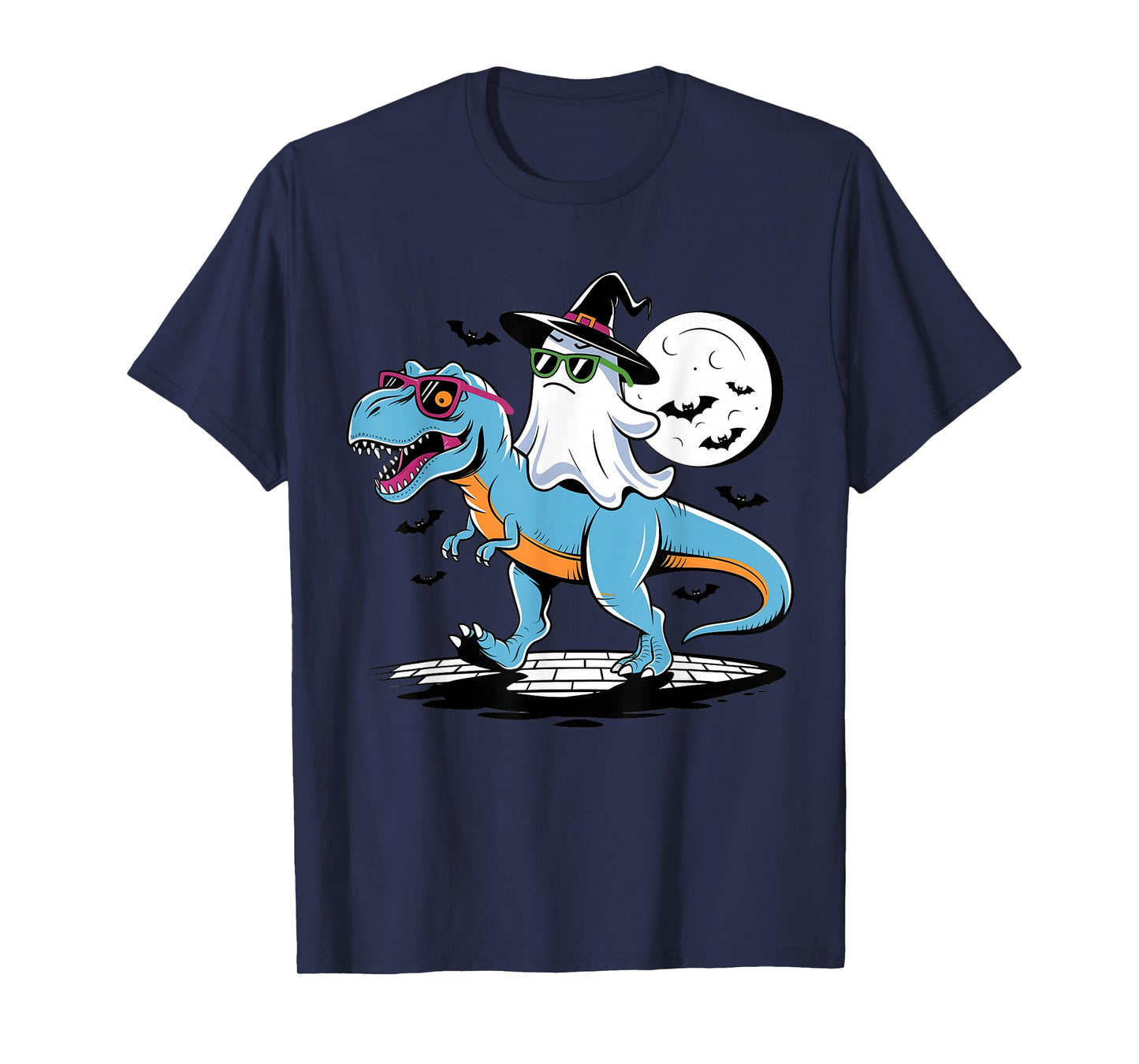 Cute Dinosaur T rex and Ghost for Halloween T-Shirt