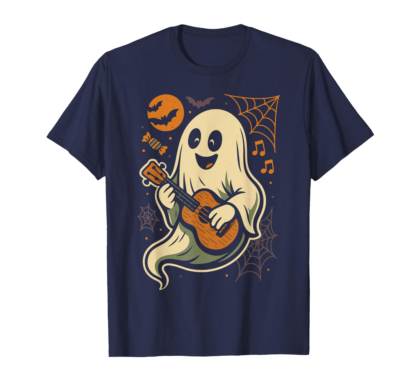 Hawaiian Ukulele Uke Halloween Ghost T-Shirt