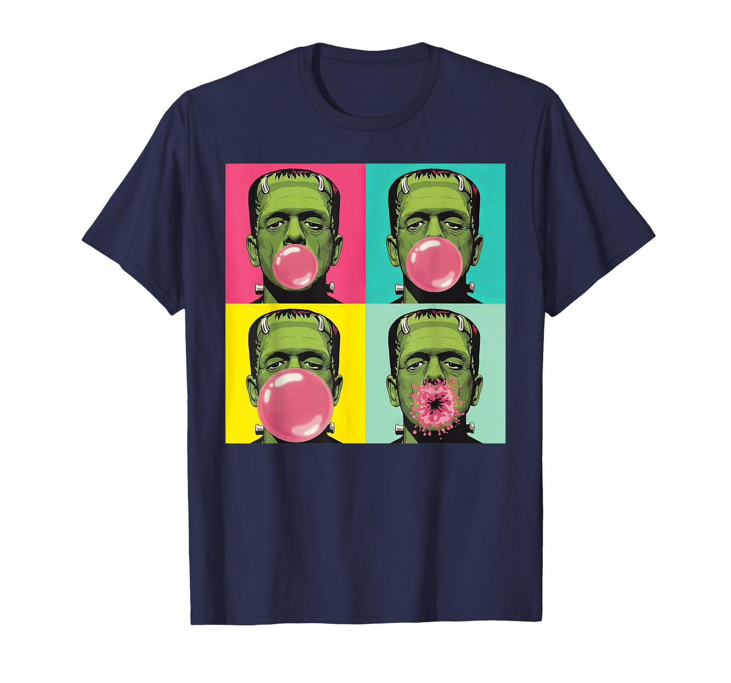 Frankenstein Monster Bubble Gum Funny Pop Art Halloween T-Shirt