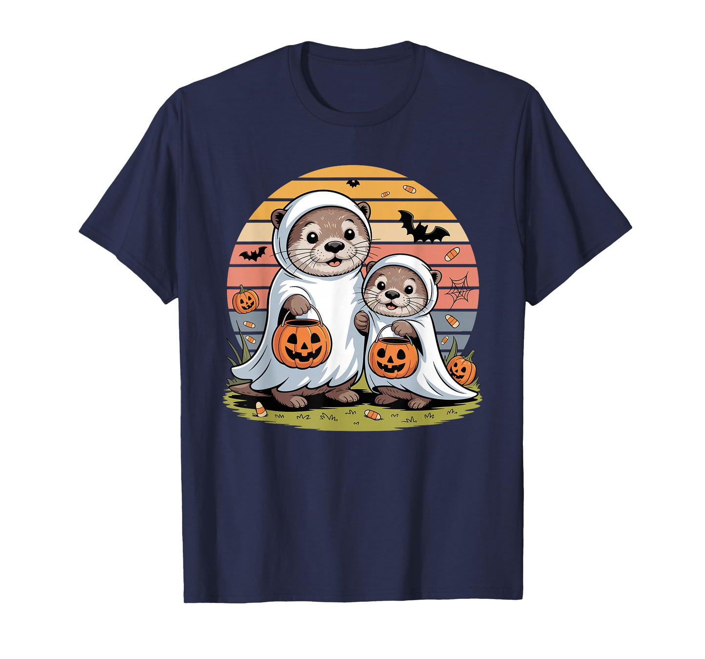 Halloween Sea Otter Ghost Pumpkin T-Shirt