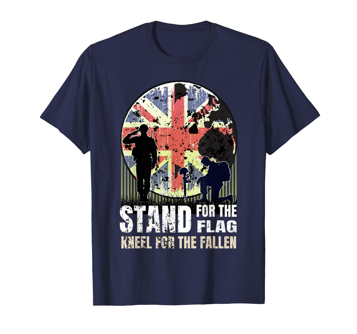 Stand for The Flag Kneel for The Fallen British Army Veteran T-Shirt