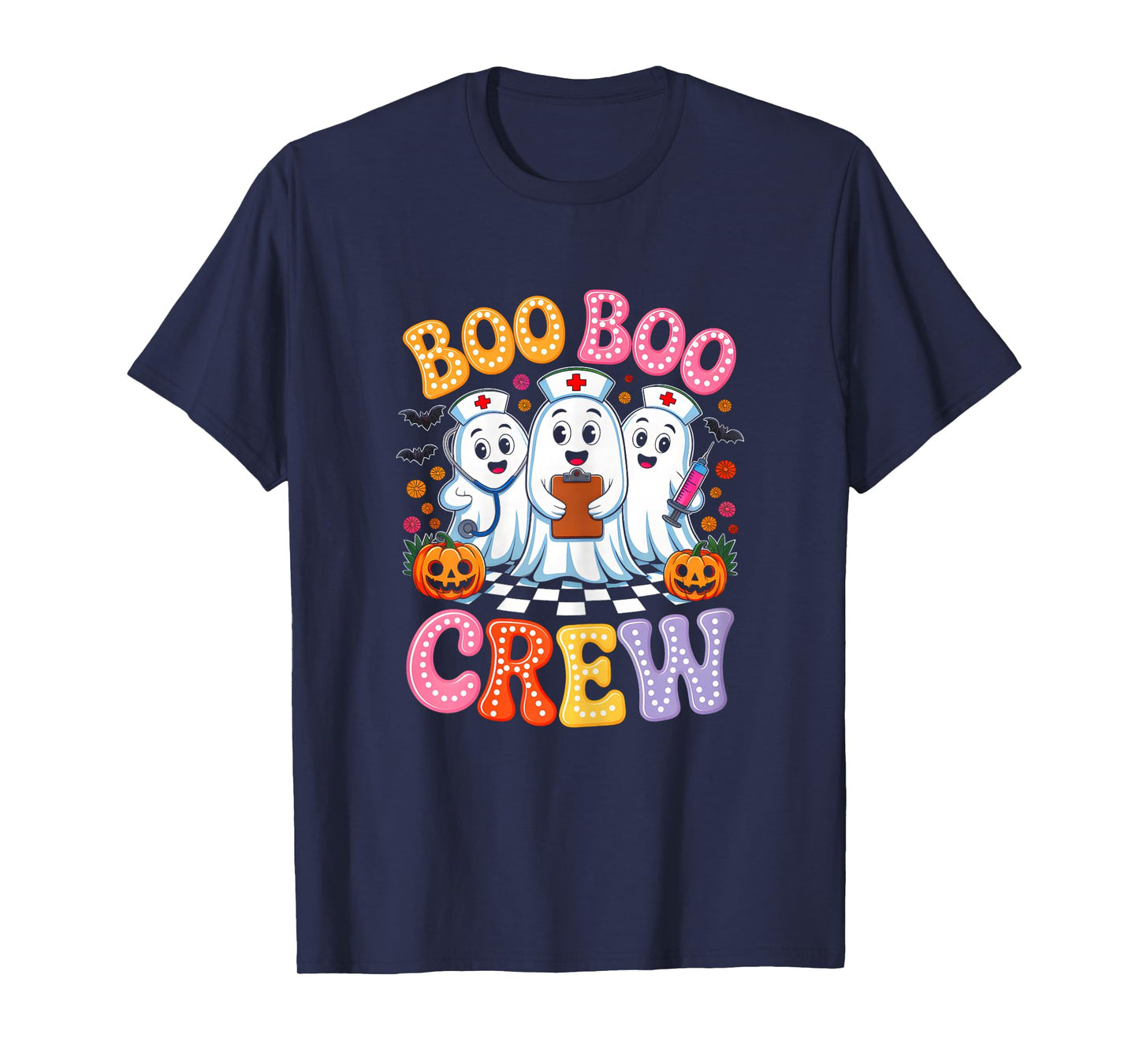 Groovy Boo Boo Crew Funny Halloween Ghost for Nurse Women T-Shirt