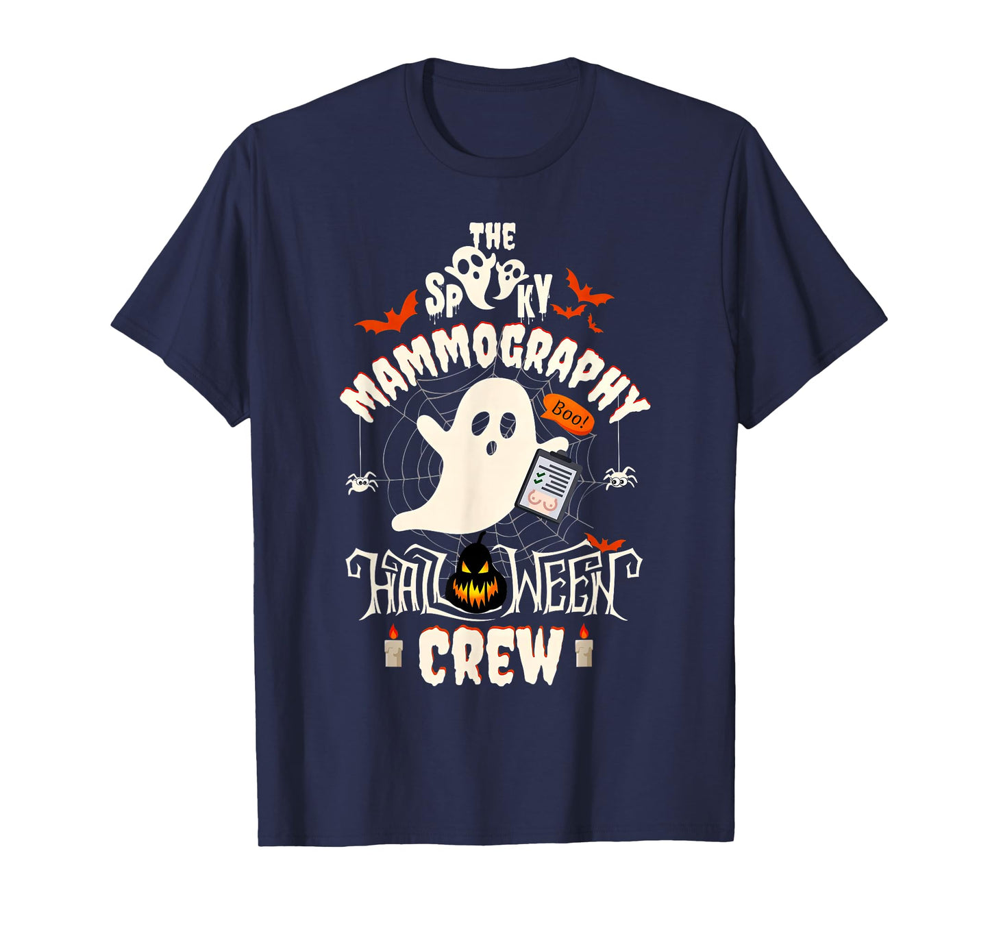 Spooky Mammography Halloween Crew Mammo Tech Mammogram Ghost T-Shirt