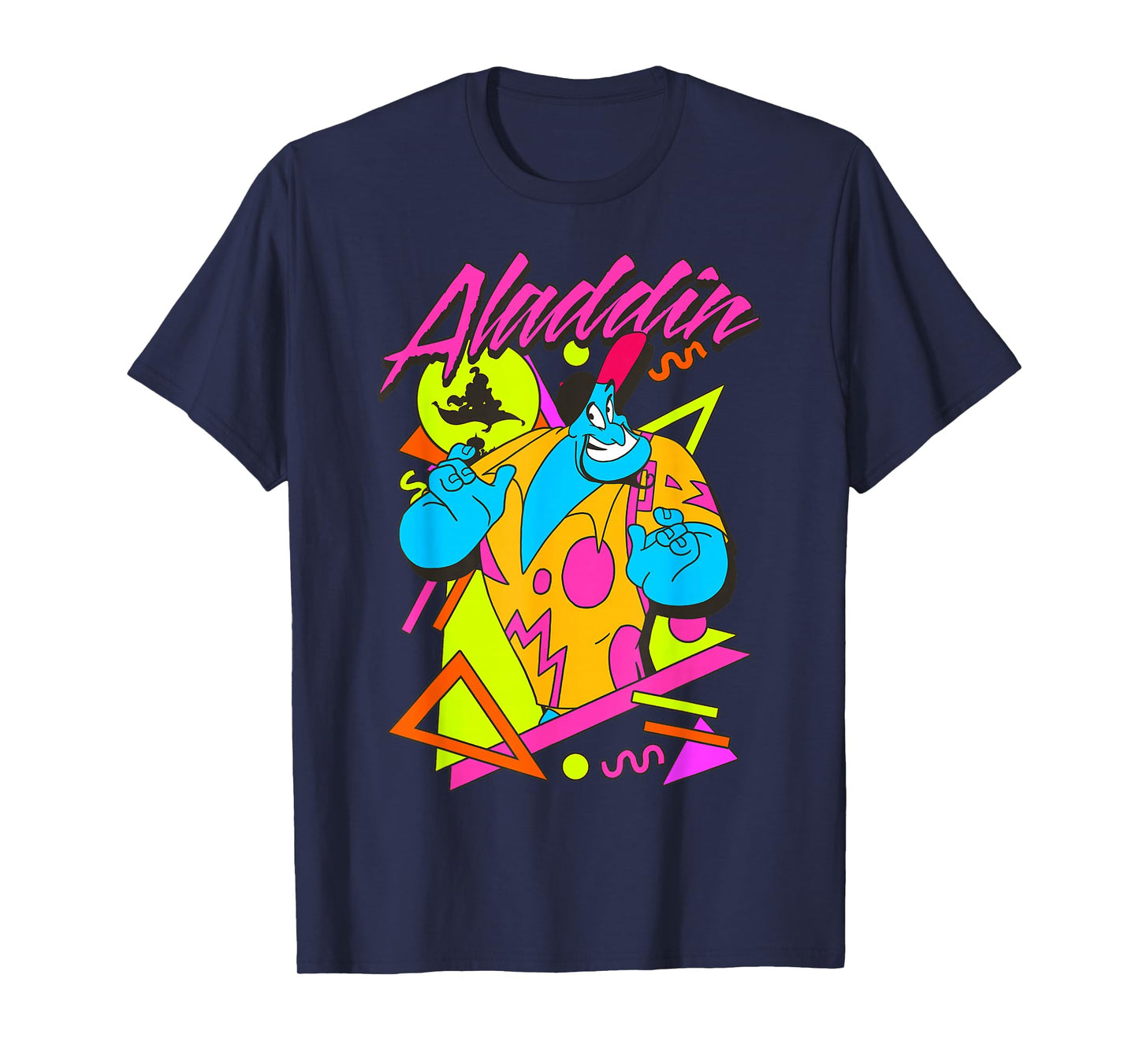Disney Aladdin Genie Retro Abstract 90's Print Graphic T-Shirt