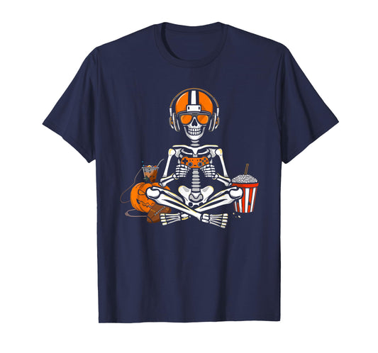 Skeleton Football Halloween Gamer Video Gaming Boys Men Kids T-Shirt