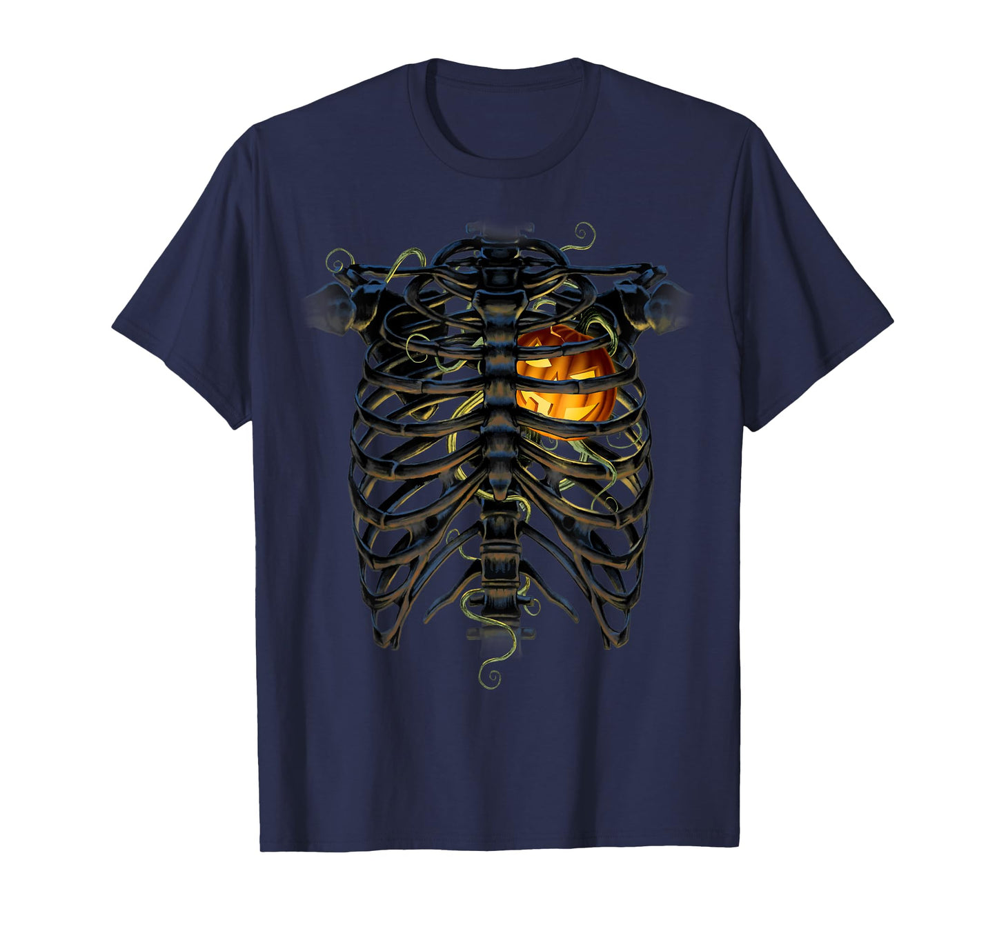 Halloween Skeleton Rib Cage Pumpkin Heart T-Shirt