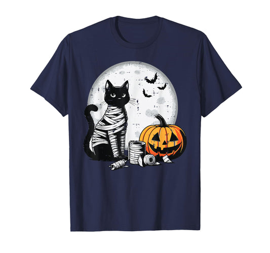 Halloween Cat Mummy Pumpkin Moon Costume Women Girls Kids T-Shirt