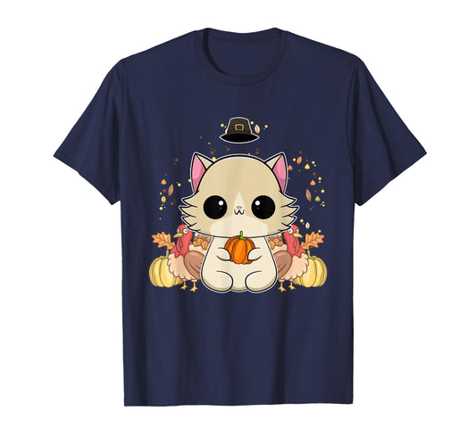 Ragdoll Cat Anime Kitten Thanksgiving Turkey T-Shirt