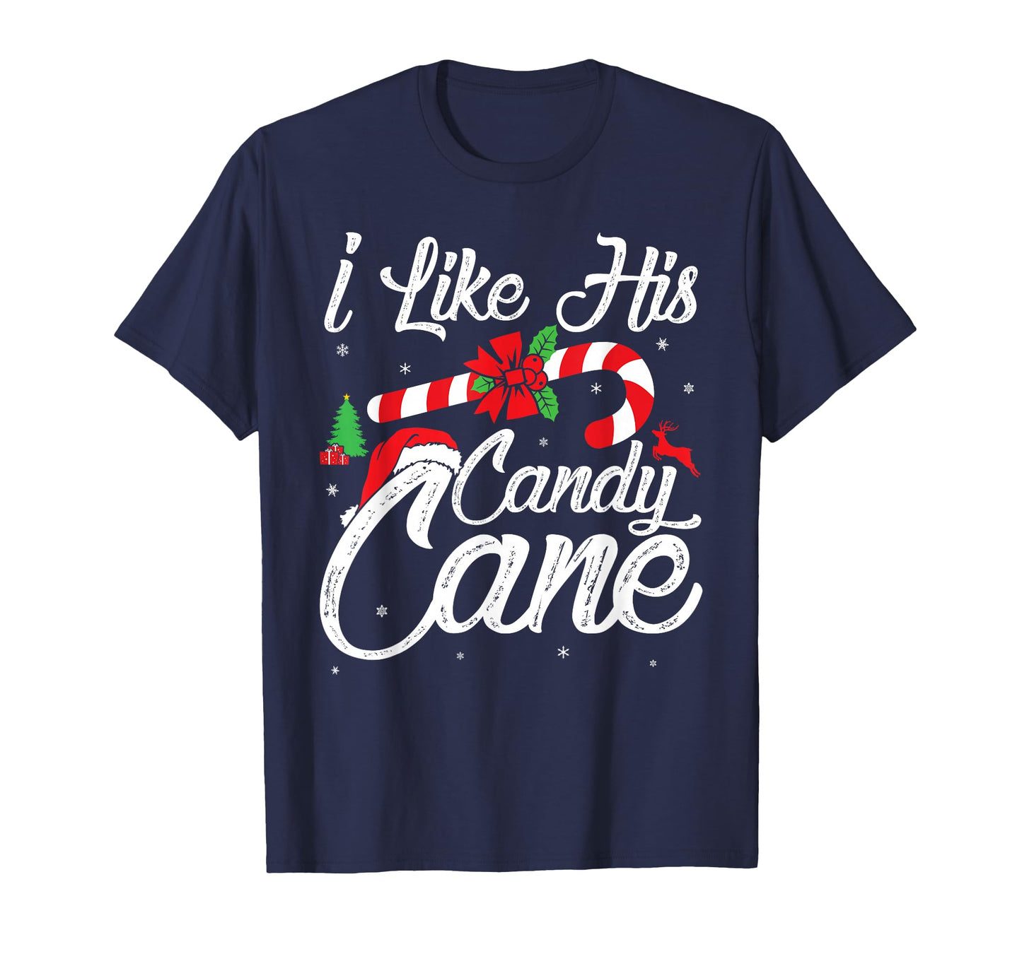 I Like His Candy Cane Couples Matching Christmas Funny T-Shirt